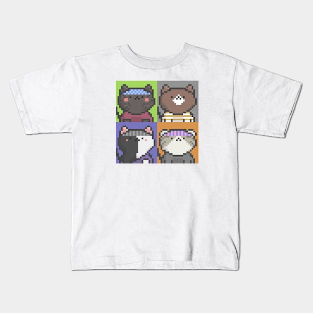 Pixel Cat Tile 021 Kids T-Shirt by Infinite Mew Mew